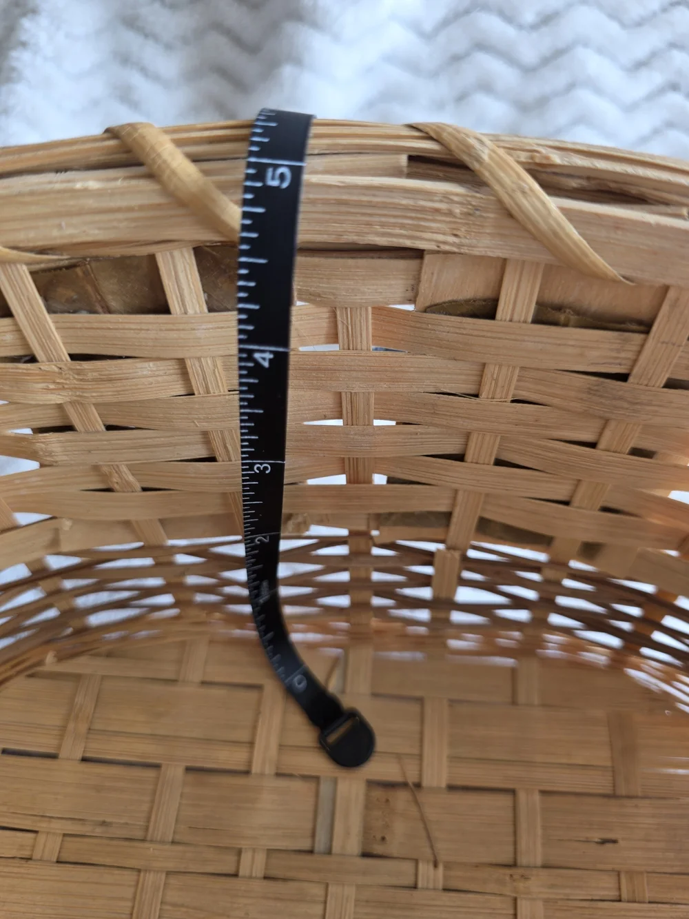 Handwoven Natural Brown Wicker Basket with Leaf Design